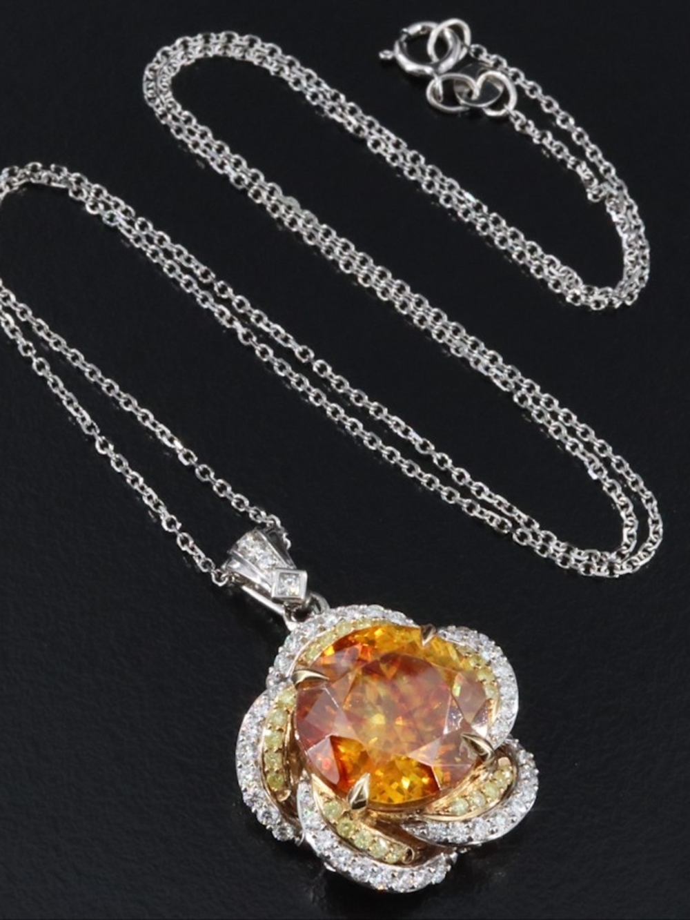 Chromia 18K Sphalerite and 0.88 CTW Diamond Enhancer Pendant Necklace
